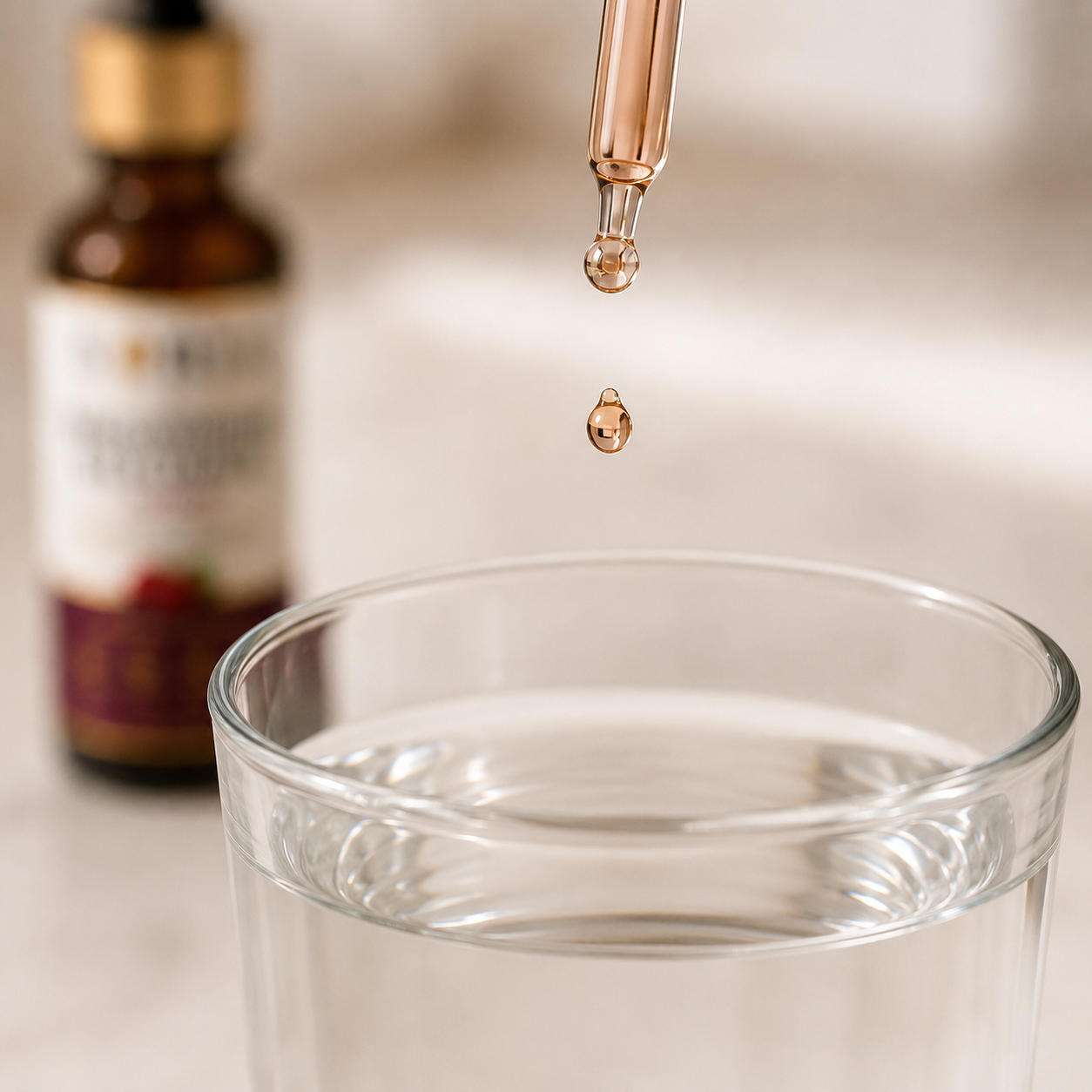 Dropper above glass of water